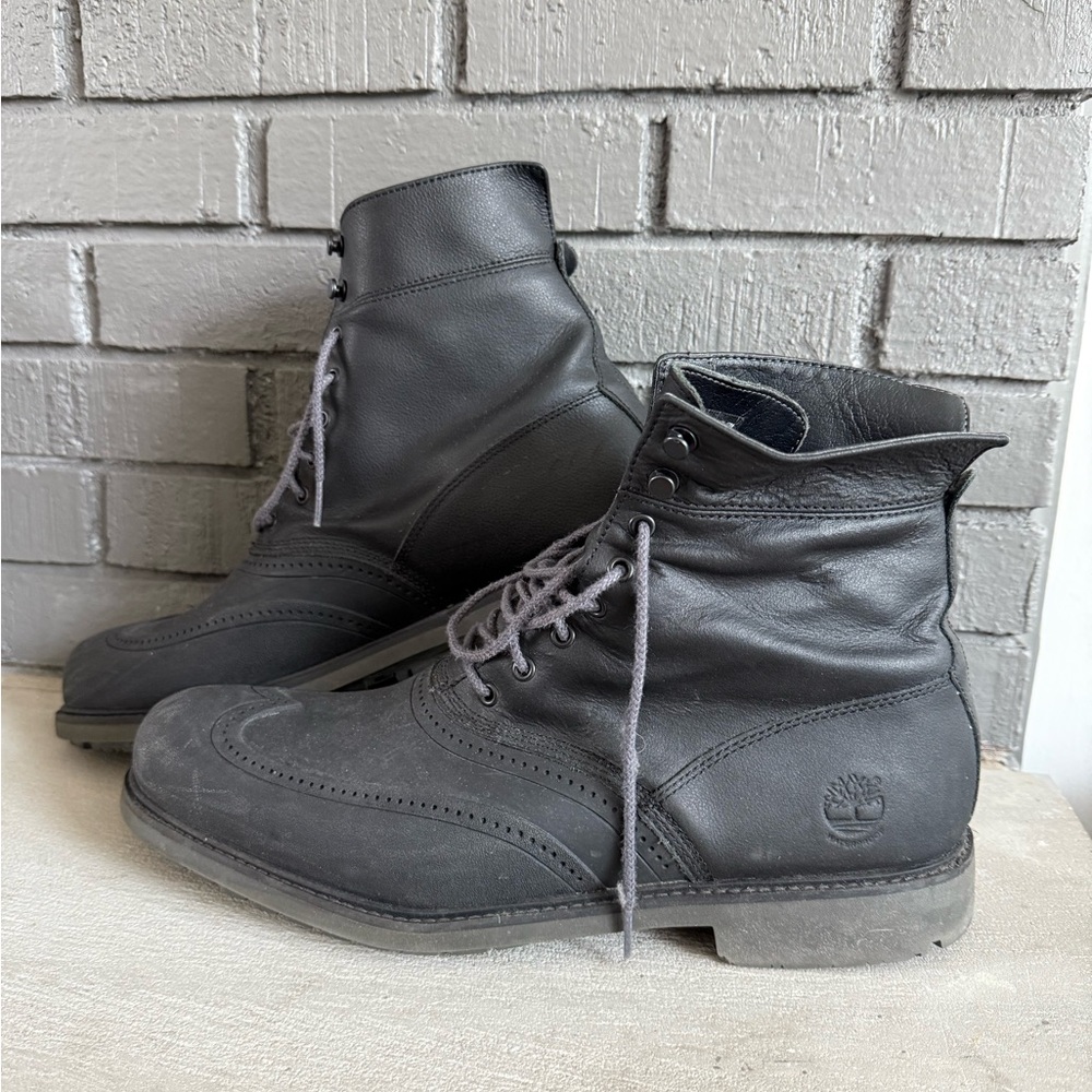 Timberland Black Leather Lace-Up Boots